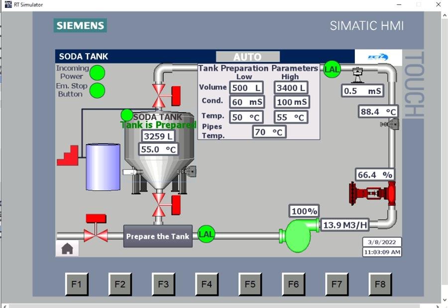 CIP recipe operation screen