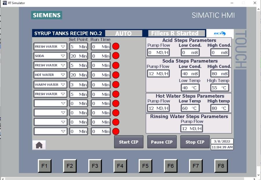 Syrup tank recipe screen